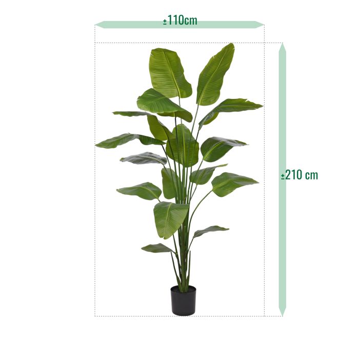 Hoge Kunstplant met Grote Groene Bladeren - Luxe Binnendecoratie