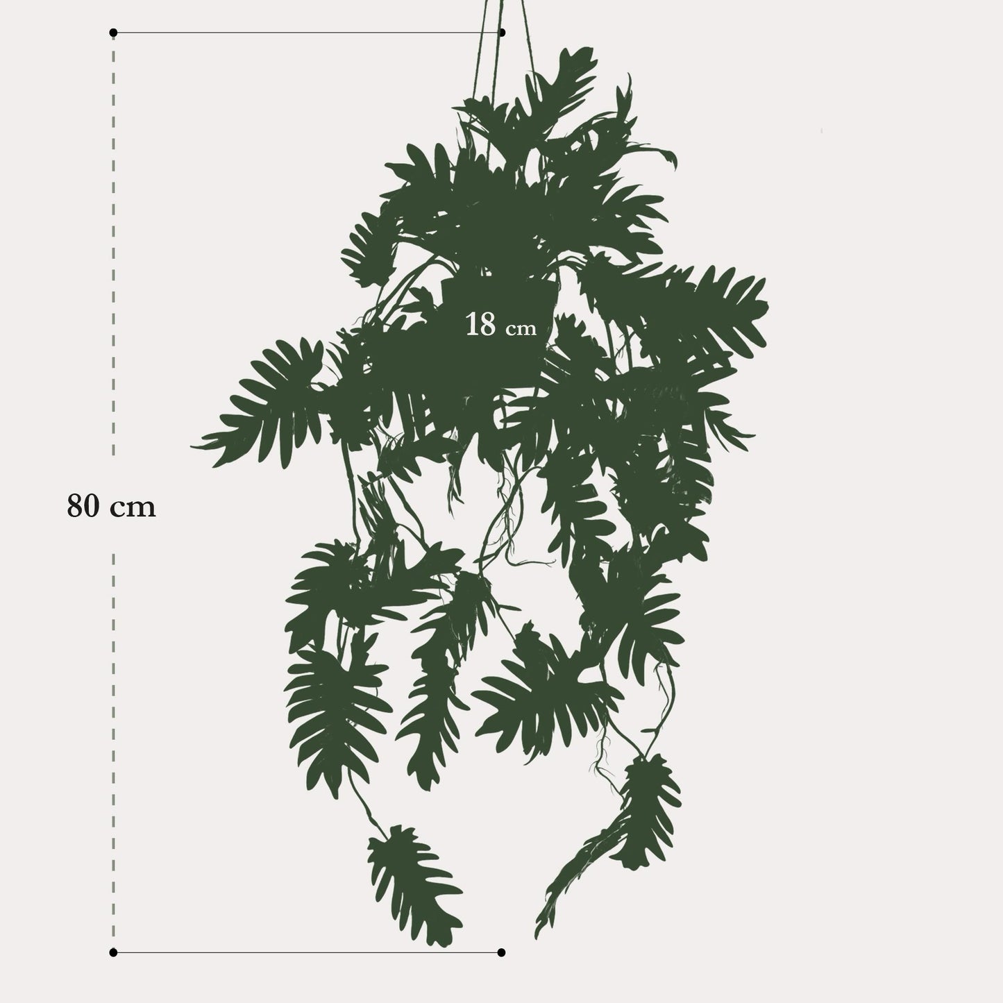 Kunst Hangplant Philodendron Scandens | 80 cm | Realistische Groene Hangplant | Modern Interieur