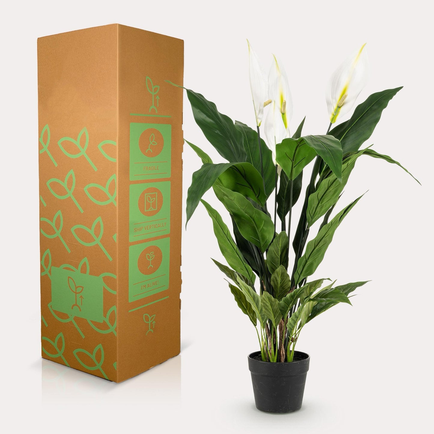 Spathiphyllum kunstplant wit 90 cm | Lepelplant nepplant voor binnen