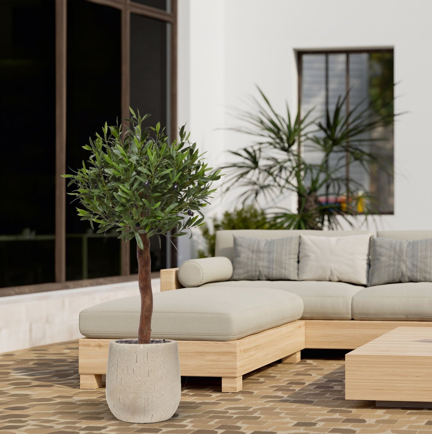 Kunst Olijfboom op Stam - Luxe Groene Buitendecoratie