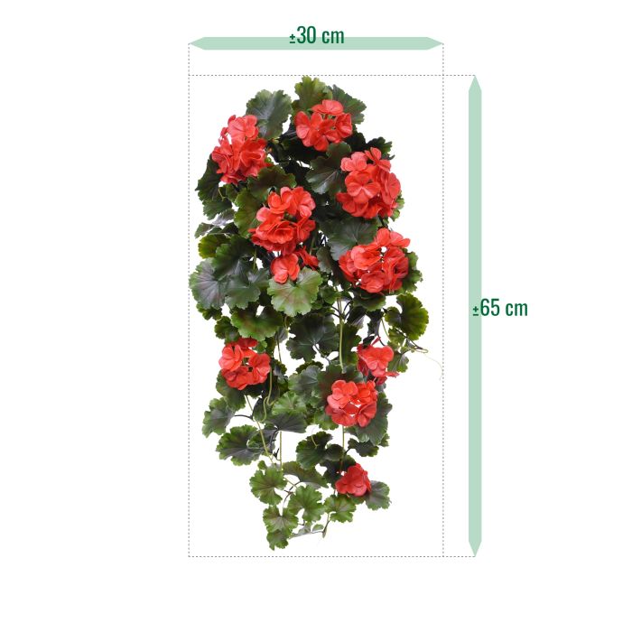 Kunst Hangplant met Rode Bloemen – Sfeervolle Buitendecoratie