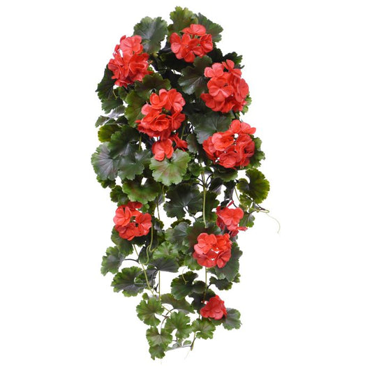 Kunst Hangplant met Rode Bloemen – Sfeervolle Buitendecoratie