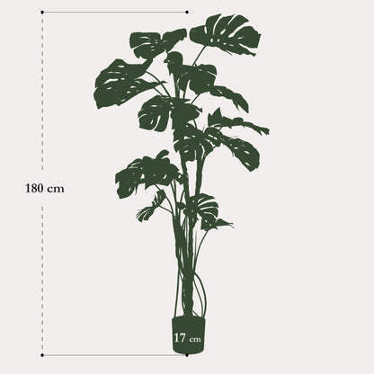 Kunstplant Monstera | 180 cm | Grote Gatenplant | Realistisch & Modern voor Binnen & Buiten