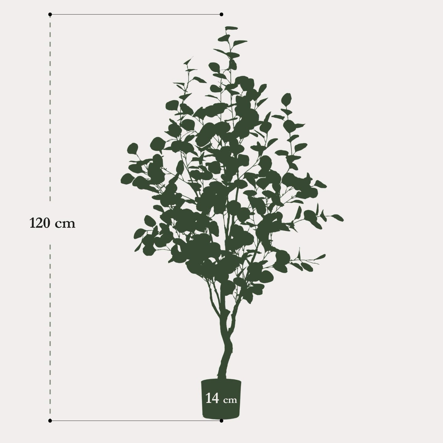 Kunstboom stijlvol | 120 cm | Binnenplant | Eucalyptus Blauwe Gomboom