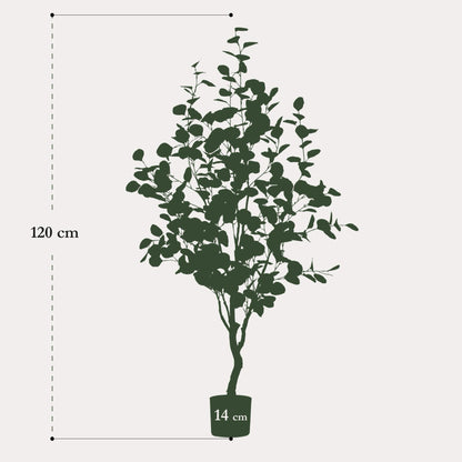 Kunstboom stijlvol | 120 cm | Binnenplant | Eucalyptus Blauwe Gomboom