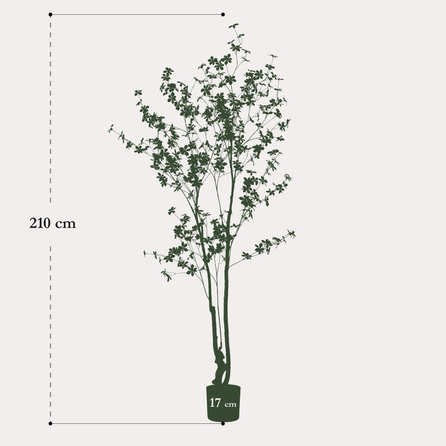 Tropaeolum kunstboom 210 cm | Grote tropische kunstplant Oost-Indische kers