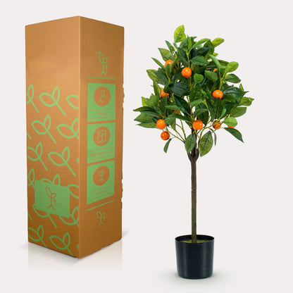 Kleine sinaasappelboom kunstplant 75 cm | Citrus kunstboom met oranje vruchten
