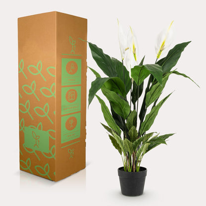 Spathiphyllum kunstplant wit 90 cm | Lepelplant nepplant voor binnen