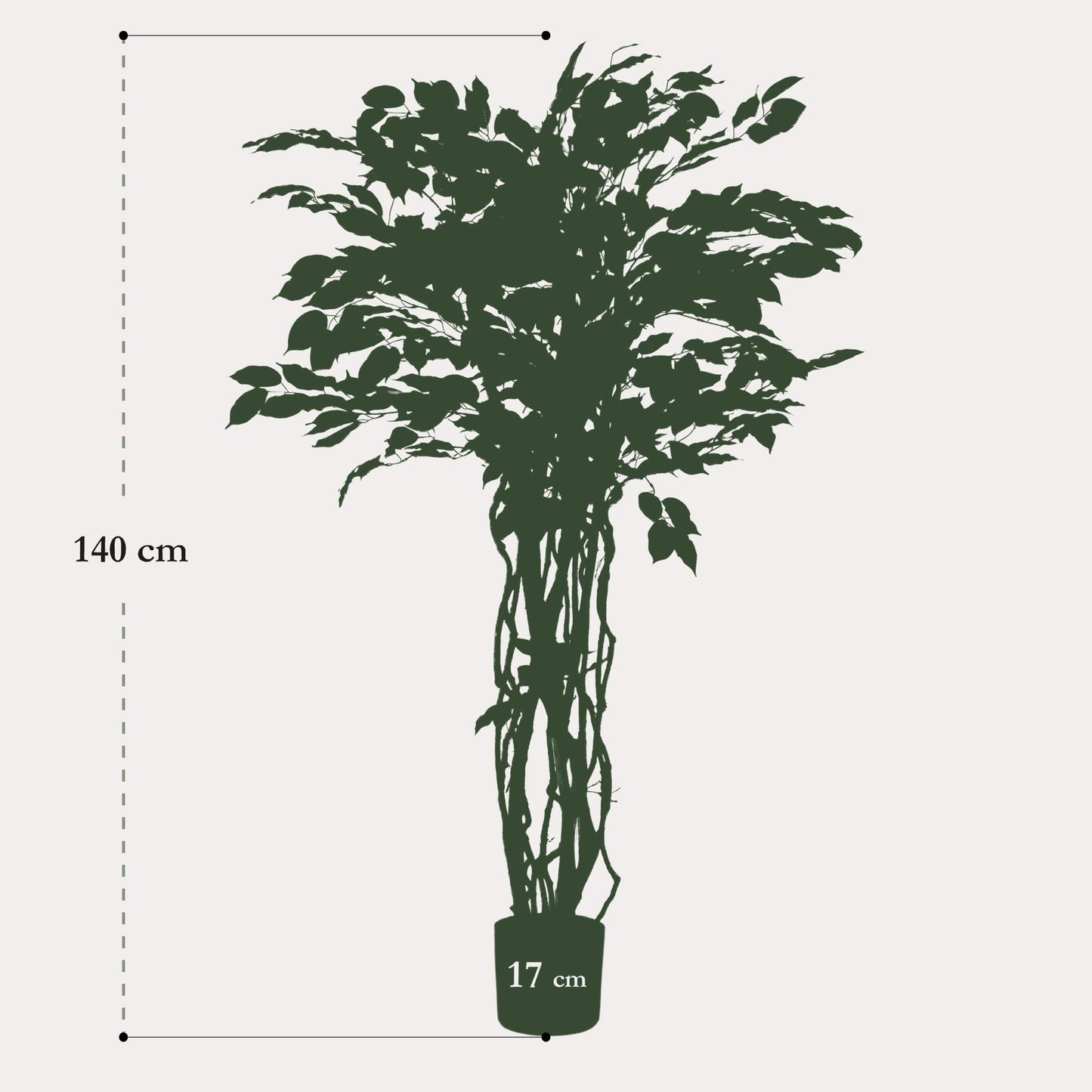 Ficus liana kunstplant 140 cm | Levensechte boom met kronkelstam voor luxe interieur