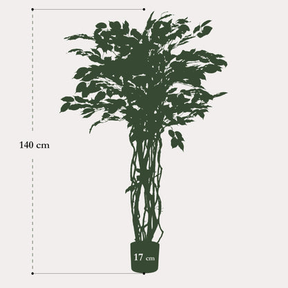 Ficus liana kunstplant 140 cm | Levensechte boom met kronkelstam voor luxe interieur