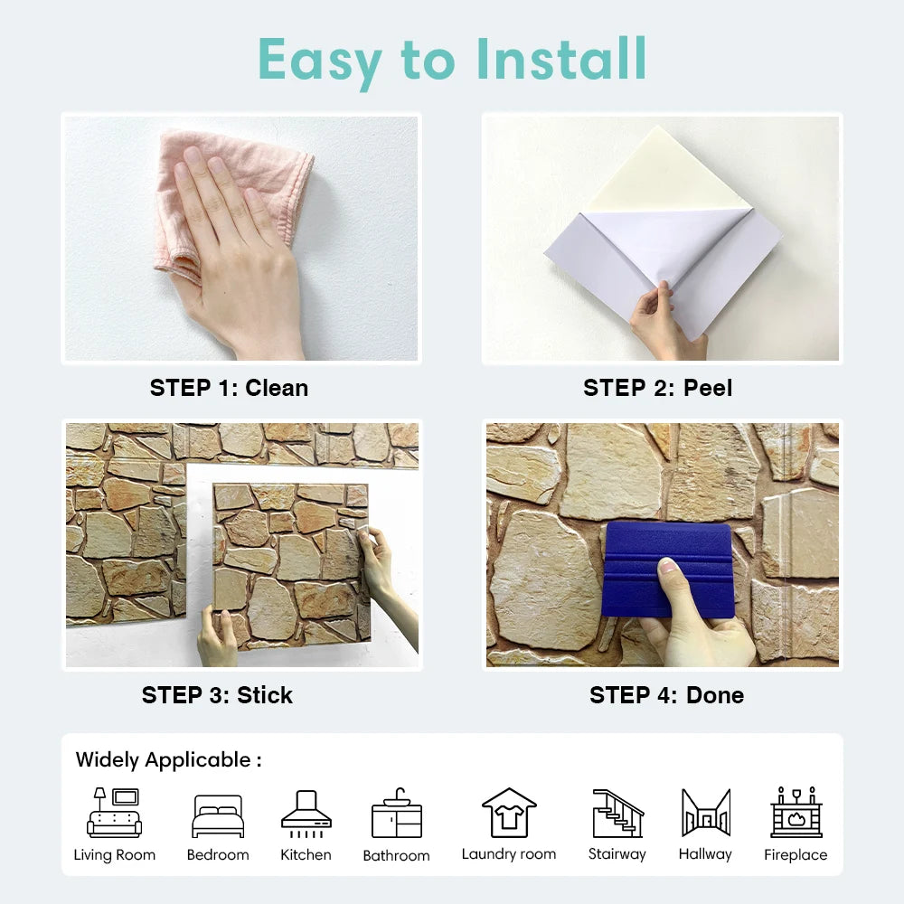 3D Steenlook Wandpanelen | Zelfklevend Peel & Stick | Realistisch & Waterdicht