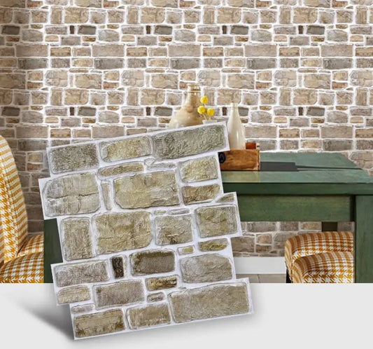 3D Steenlook Wandpanelen | Zelfklevend Vintage Muurdecor (Set van 10)