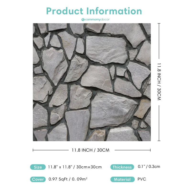 3D Steenlook Peel & Stick Wandpanelen | Zelfklevend & Waterdicht (30×30 cm)