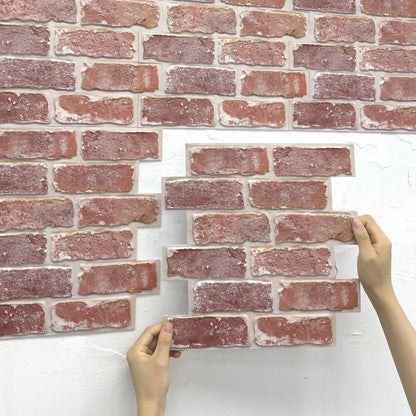 3D Baksteenlook Wandpanelen (Set van 10) | Zelfklevend Peel & Stick | Waterdicht & Warmtebestendig Muurdecor