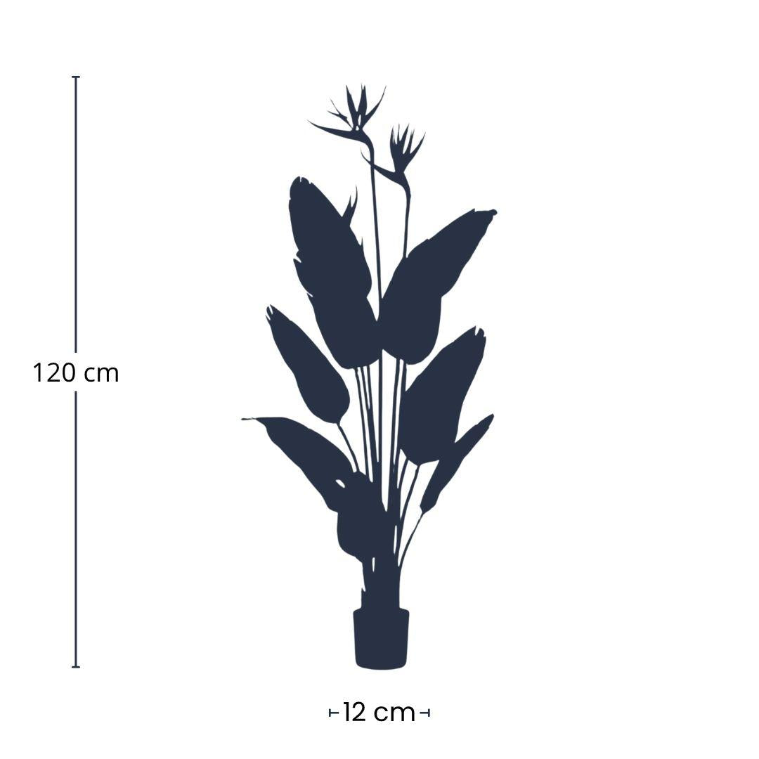 Strelitzia kunstplant met bloemen 120 cm | Tropische paradijsvogelplant | Kunstplant in zwarte pot