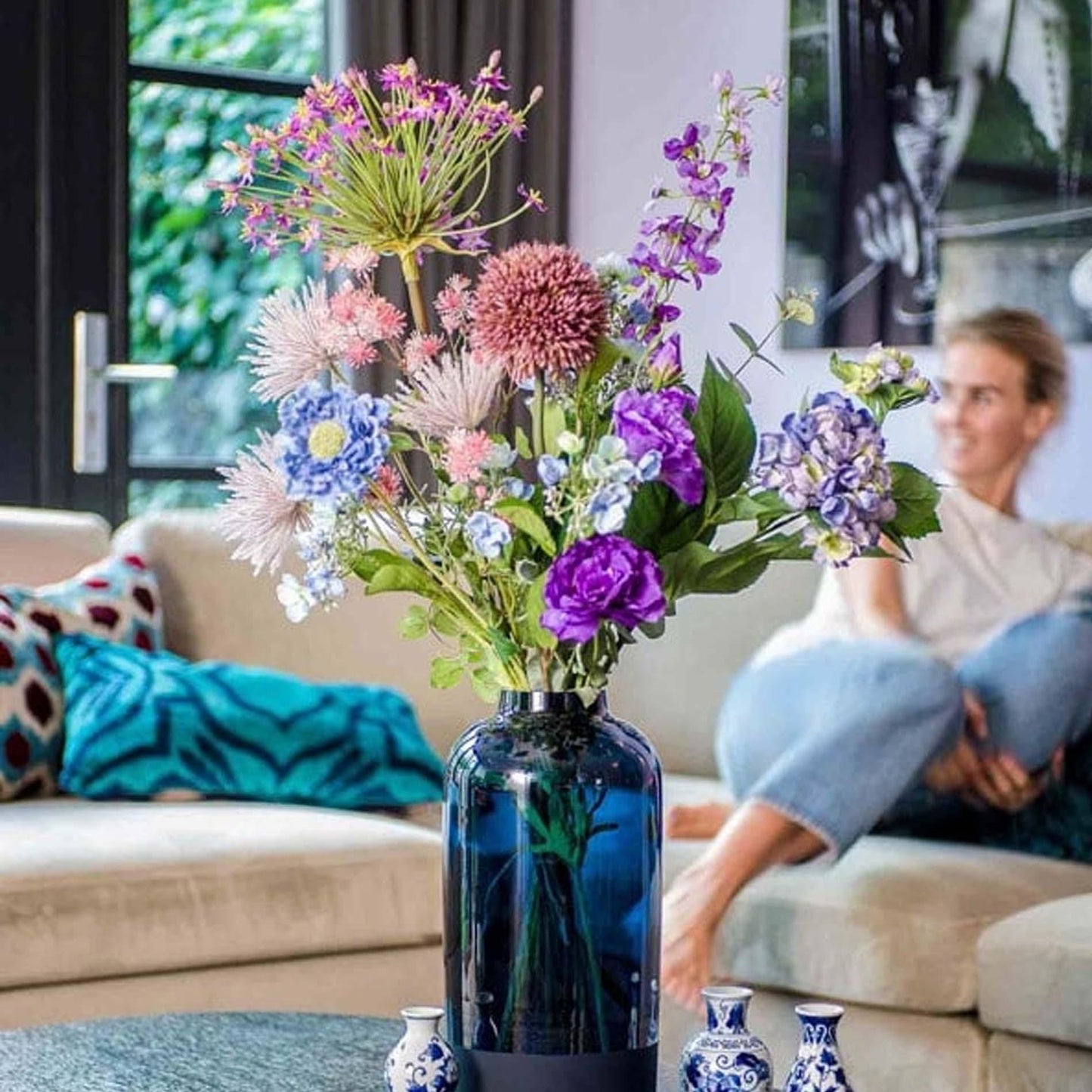 Kunstbloemen boeket Pastel 70–90 cm | Luxe zijden bloemenmix | Binnendecoratie